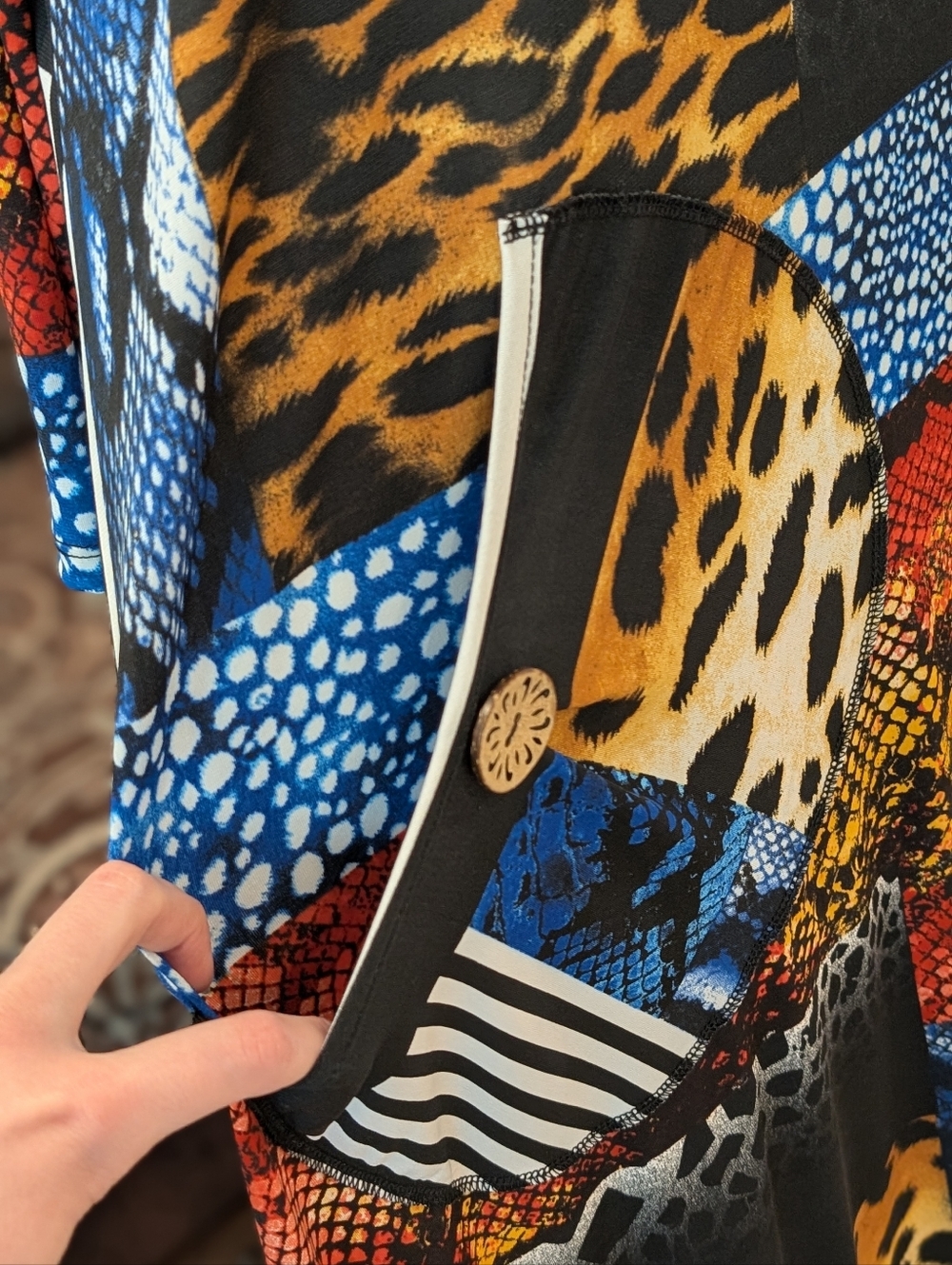 Multi-Color Patchwork Animal Print Maxi Dress - Picture 3 of 5